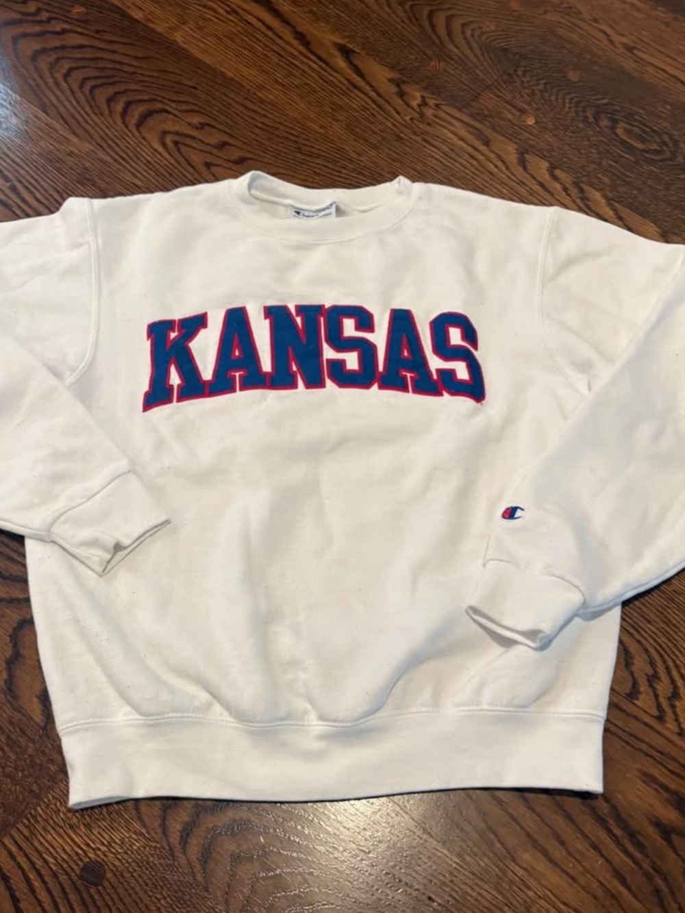 University of Kansas Jayhawks White Champion Crewneck Sweatshirt